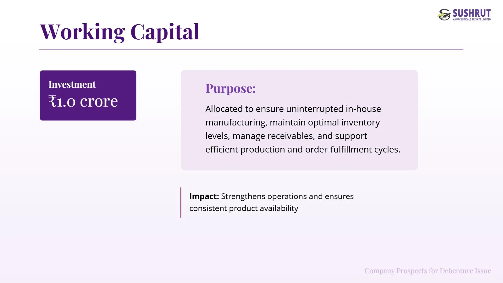 Prospectus page 28: Working capital (opens the PDF in a new tab)